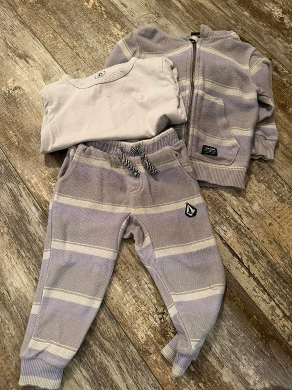 Volcom Kids Lavender & Cream Striped Jogger Set